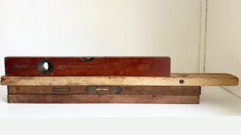 4 Antique/vintage Wooden Levels. Tools. Woodworking.