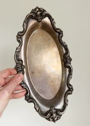 Small Vintage Oval Silver-plated Serving Tray 11 Inches Long