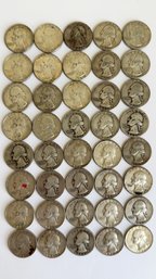 Collection Of 40 Circulated U.S. Washington Quarters Years 1964 And Older.