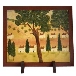 Painted Folk Art Fireplace Screen By Hope Angier