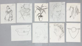 9 (nine) Original Works Of Art On Paper (pen/pencil) By H. Meier In The 1950s.
