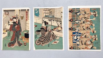 Collection Of Three (3) Vintage Japanese Prints