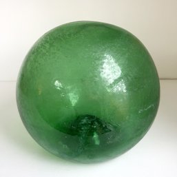 Vintage Green Glass Buoy. Net Float. Garden & Home Decor. 10' Round.