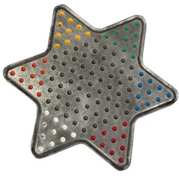 Vintage Aluminum 7 Color Chinese Checkerboard. Star Shaped. Metal.