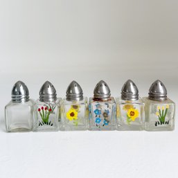 Lot Of Six (6) Small Hand Painted Floral Salt & Pepper Shakers