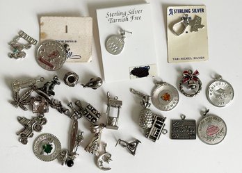 Lot Of Assorted Sterling Silver (and Base Metal) Charms! Pendants, Jewelry, Estate Jewelry.