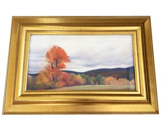 Framed Vintage Landscape Artwork. 'november Sky' By Kitty Cloud. Signed. 1998