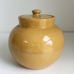 Antique Yellowware Cookie Jar With Lid