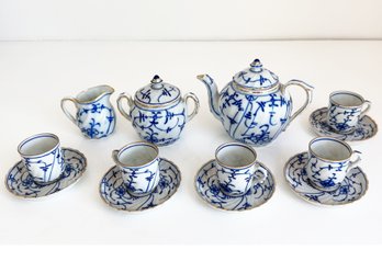 Vintage SMALL Children's Tea Set With Blue And White Design On Porcelain. Made In Germany.