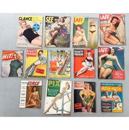 Collection Of Vintage Risque Magazines From The Mid-20th Century. Pop Culture, Pin-up Art, & MCM Literature