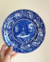 'Washington's Prayer At Valley Forge'  Blue And White Plate. Staffordshire. England