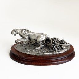 Vintage 1979 Pewter Sculpture Of A Florida Panther By Artist Glen Loates
