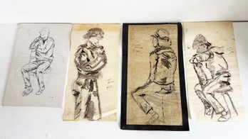 Collection Of Four Pen And Ink Figure Drawings By Susan Merrow