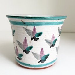 Art Pottery Hand-painted Ceramic Planter. Signed.
