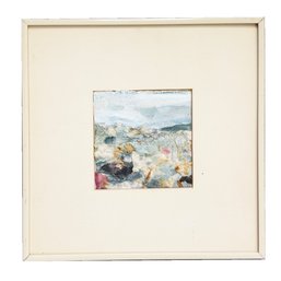 Small Framed Colorful Abstract Painting. Mixed Media/watercolor. Landscape.