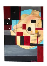 Abstract Painting Featuring A Figurative Representation Of A Torso With Geometric Shapes By David Wulbrecht