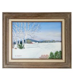 Framed Vintage Winter Snow Landscape Scene. Signed Kay Kucharski.