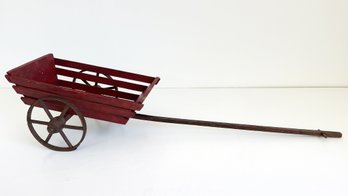 Antique Child's Pull Cart. Red Paint.