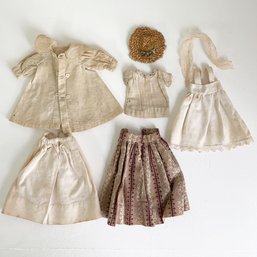Antique Doll Clothing Lot And Hat
