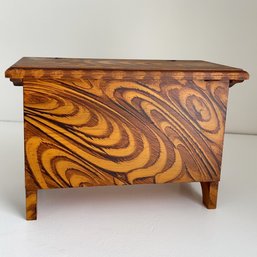 Miniature Blanket Chest With Hand Painted Grain Finish By Kennebunk, Maine Artist Claudia Hopf
