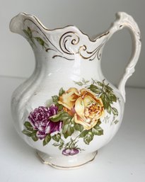 Antique Buffalo Pottery 'Cairo' Pattern Pitcher, Floral Design, Roses