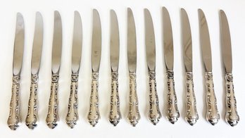 12 Gorham Sterling Silver Handled Knives. Strasbourg Pattern.