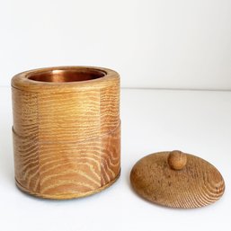 Vintage Round Wooden Box With Copper Insert, Wine Cooling.