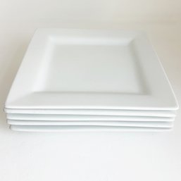 Five (5) White Square Heavy Dinner Plates. Restaurant Grade.