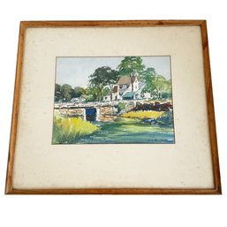 Framed Original Watercolor Painting Landscape Scene Signed