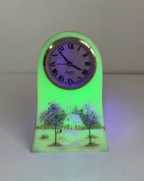 Vintage Fenton Satin Custard Glass Alarm Clock