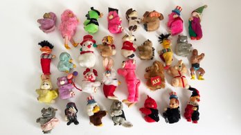 Collection Of Vintage Plush Pencil Hugger 'gripper' Toys Circa 1980s. Nostalgia. Fun, Little Toys. Characters.