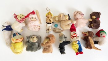 Small Collection Of Vintage Plush Pencil Hugger Toys. Gripper Toys From The 1980s.
