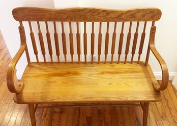 Vintage Wooden Oak Spindle Bench. Union City Chair Company. Made In USA. Approx 43' Wide