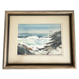 Vintage Framed Watercolor Seascape. Signed B. Gerstner