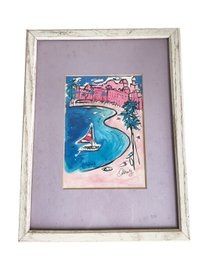 Framed Coastal Painting. Tropical Vibes. 10' X 13'