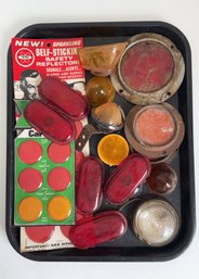Collection Of Vintage Fedtro Sparkling Self-Stickin Safety Reflectors & Other Automotive Marker Lights Etc