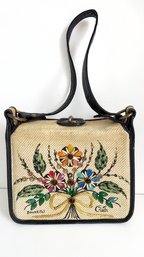 Vintage Enid Collins Of Texas Floral Jeweled Purse. 'bountiful' Design.