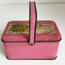 Antique Pink Tin Lunch Box. Tindeco. Circa 1920s.