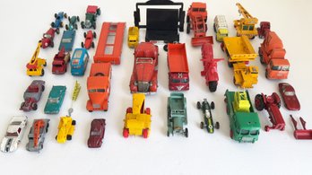 Collection Of Vintage Die-cast Toy Vehicles. Cars, Tractors, Trucks. Fun Small Toys.