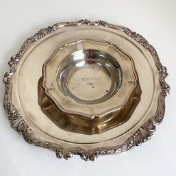 Vintage Silver Plated Serving Platter And Small Bowl.