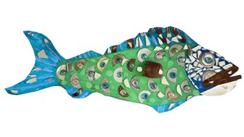 Handcrafted Mixed-media Mosaic Fish Wall Sculpture/art. Nautical Wall Hanging. Up-cycled. Found Objects