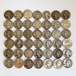 Collection Of Circulated Washington Silver Quarters Minted Between 1930-1964. Multiple Years. Silver Coins.