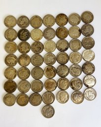 Collection Of Circulated United States Roosevelt Dimes (plus One Mercury Dime). All Before/up To Year 1964