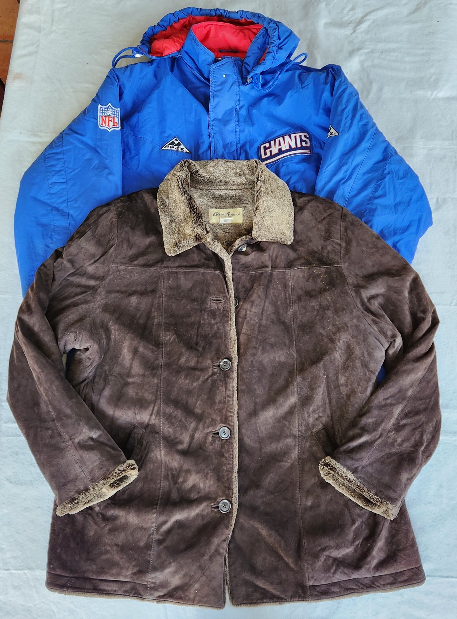Vintage 90s New York Giants Jacket Eddie Bauer Suede Leather