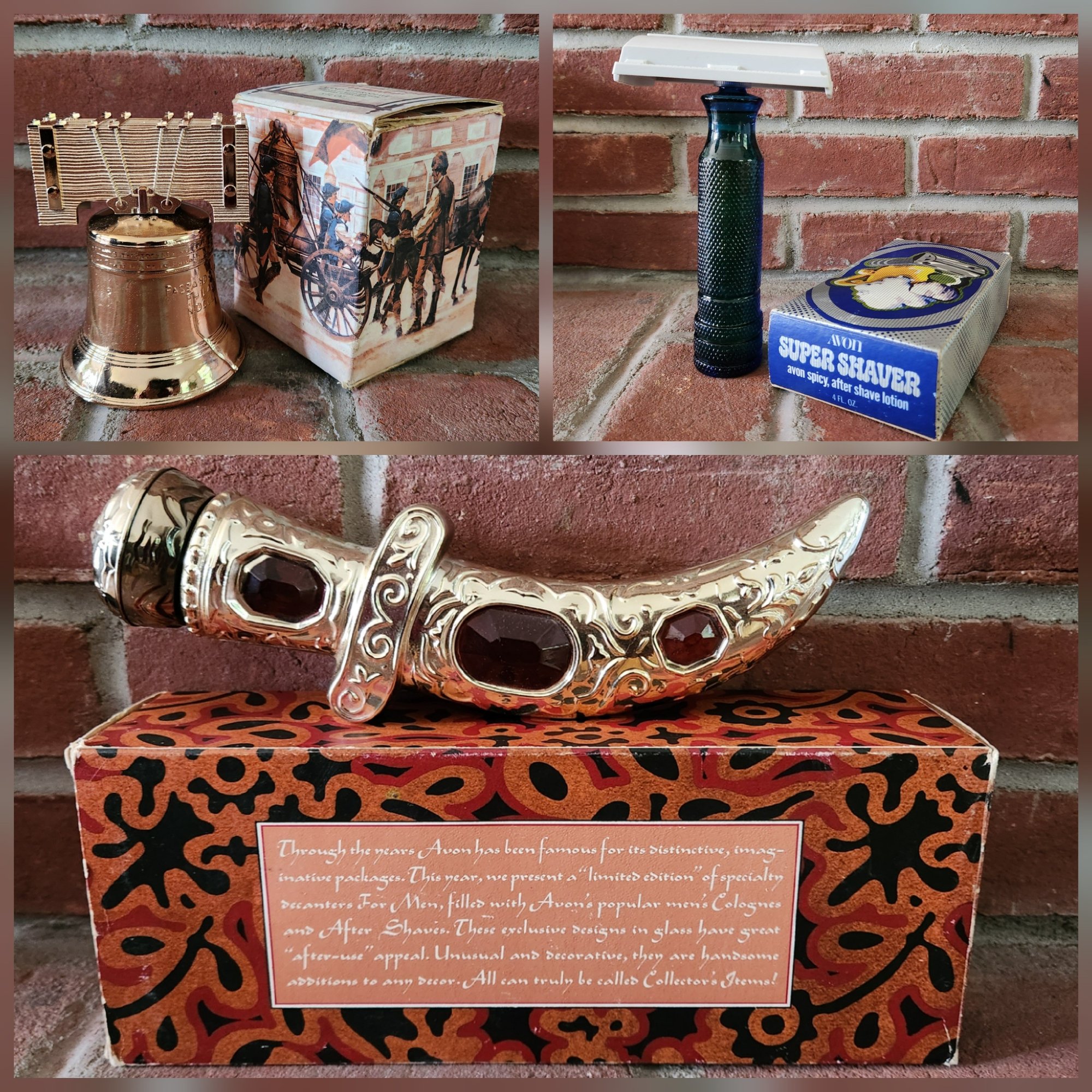 Unique Vintage Avon Decanters - Razor, Liberty Bell, Scimitar #11800 ...