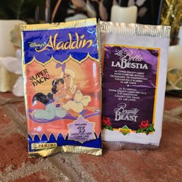 1992 Disney Trading Card Lot Aladdin Panini Super Pack & Beauty And The Beast Upper Deck Cards