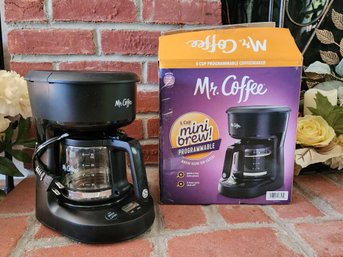 Mr. Coffee Mini Brew 5-Cup Programmable Coffeemaker BVMC-PC05BL1 Black Drip Coffee Machine With Glass Carafe