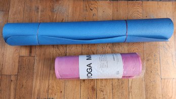 Forever 21 Pink Yoga Mat New & Blue Fitness Mat Lot - 2 Pieces