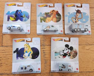 Hot Wheels Premium Disney 100 Years Pop Culture Complete Set Of 5 Mickey Woody Simba Alice Dory Real Riders