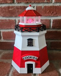Vintage 1999 Fun-Damental Too Lighthouse Cookie Jar With Working Foghorn Sound And Lantern Light